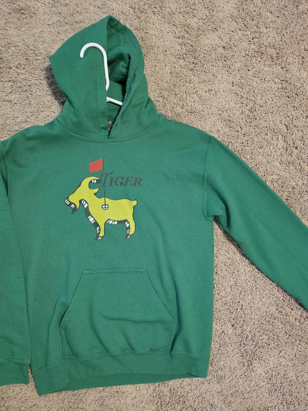 Gildan Green Hoodie with Yellow Graphic Tiger